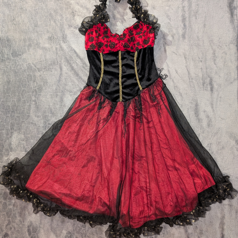 Elegant Red and Black Midi Dress